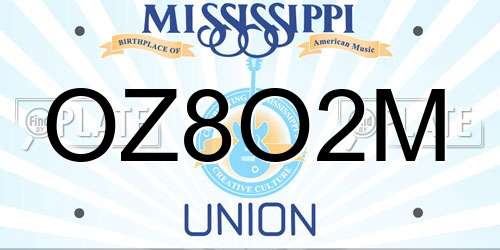 OZ8O2M Mississippi License Plate