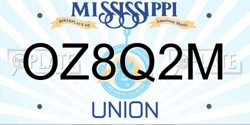 OZ8Q2M Mississippi License Plate