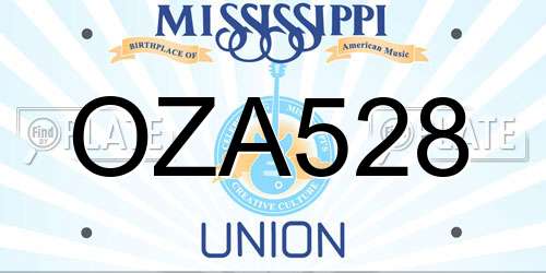 OZA528 Mississippi License Plate