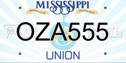 OZA555 Mississippi License Plate