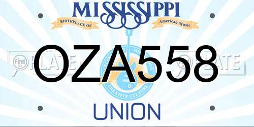 OZA558 Mississippi License Plate