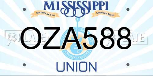 OZA588 Mississippi License Plate