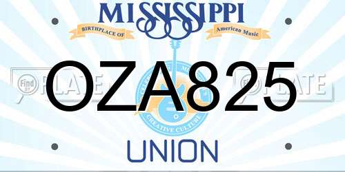 OZA825 Mississippi License Plate