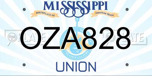 OZA828 Mississippi License Plate
