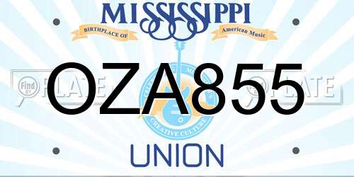 OZA855 Mississippi License Plate