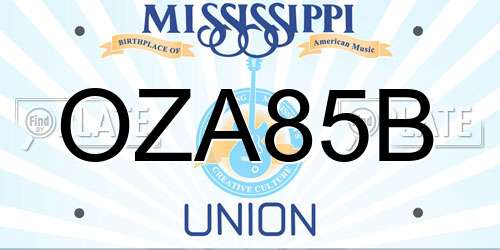 OZA85B Mississippi License Plate