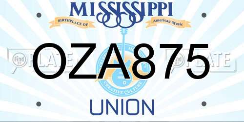 OZA875 Mississippi License Plate