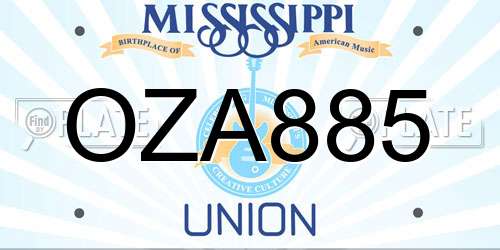 OZA885 Mississippi License Plate