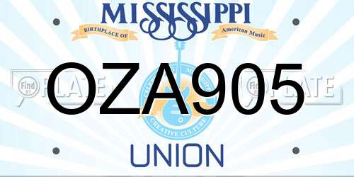 OZA905 Mississippi License Plate