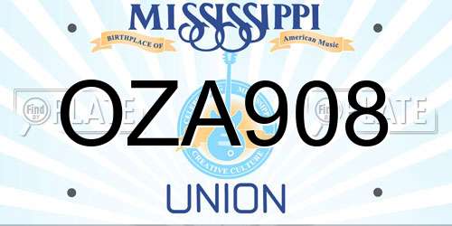 OZA908 Mississippi License Plate