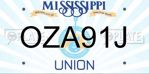 OZA91J Mississippi License Plate