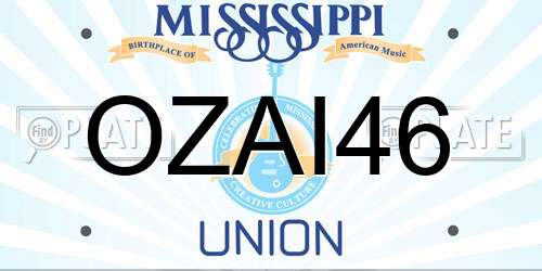 OZAI46 Mississippi License Plate