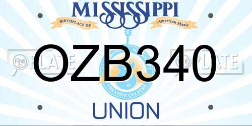 OZB340 Mississippi License Plate
