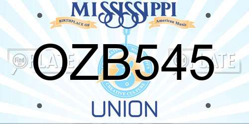 OZB545 Mississippi License Plate