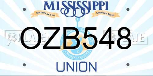 OZB548 Mississippi License Plate
