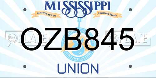 OZB845 Mississippi License Plate
