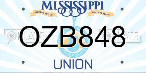 OZB848 Mississippi License Plate