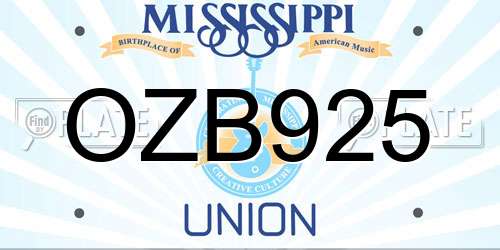 OZB925 Mississippi License Plate