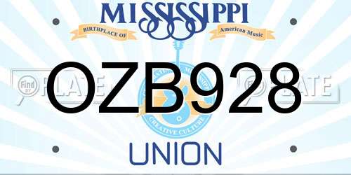 OZB928 Mississippi License Plate