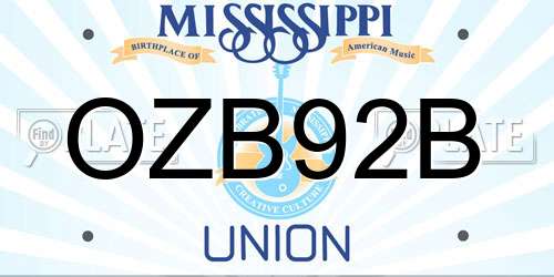 OZB92B Mississippi License Plate