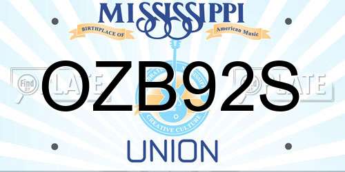 OZB92S Mississippi License Plate