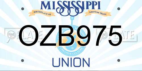 OZB975 Mississippi License Plate