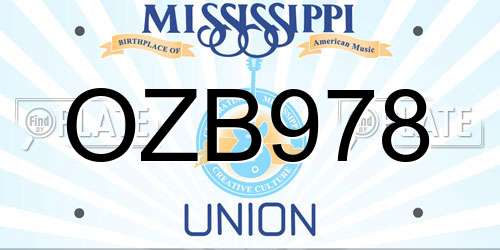 OZB978 Mississippi License Plate