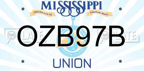 OZB97B Mississippi License Plate