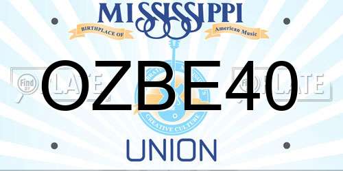 OZBE40 Mississippi License Plate