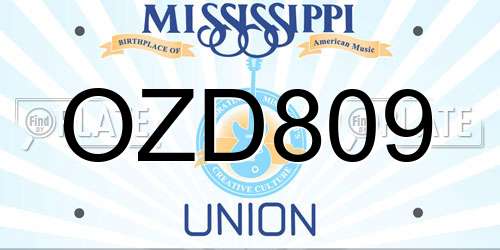 OZD809 Mississippi License Plate
