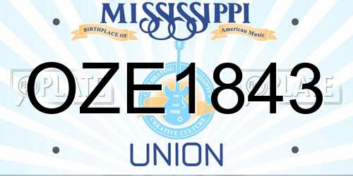 OZE1843 Mississippi License Plate