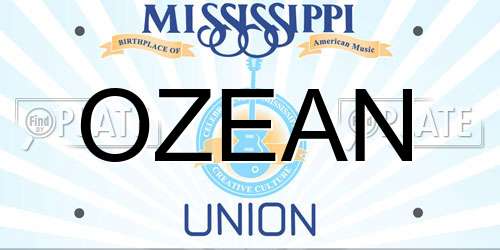 OZEAN Mississippi License Plate