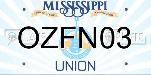 OZFN03 Mississippi License Plate