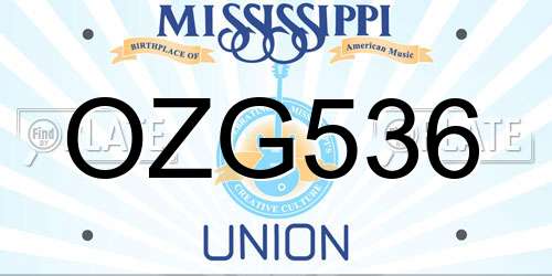 OZG536 Mississippi License Plate