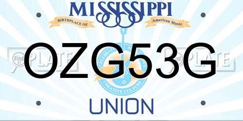 OZG53G Mississippi License Plate