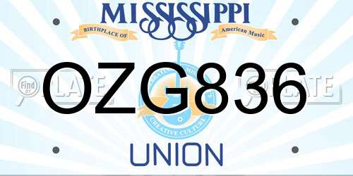 OZG836 Mississippi License Plate