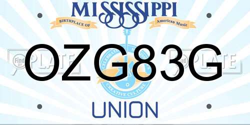 OZG83G Mississippi License Plate