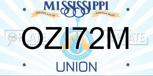 OZI72M Mississippi License Plate
