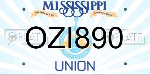OZI890 Mississippi License Plate