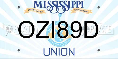 OZI89D Mississippi License Plate