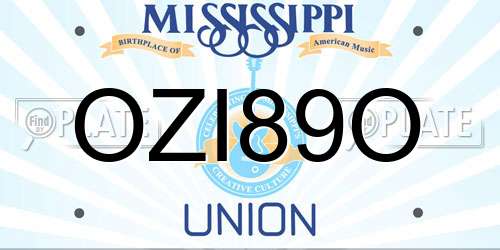 OZI89O Mississippi License Plate
