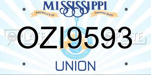 OZI9593 Mississippi License Plate