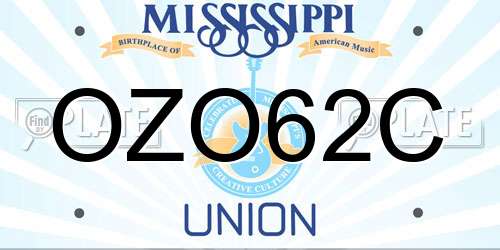 OZO62C Mississippi License Plate
