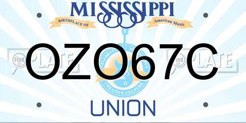 OZO67C Mississippi License Plate