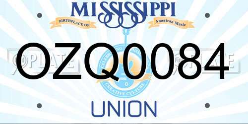 OZQ0084 Mississippi License Plate