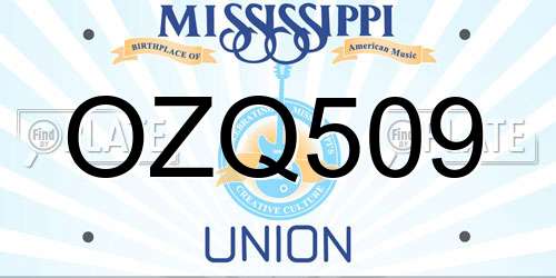 OZQ509 Mississippi License Plate