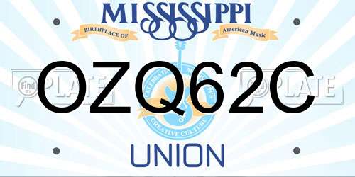 OZQ62C Mississippi License Plate