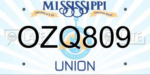OZQ809 Mississippi License Plate