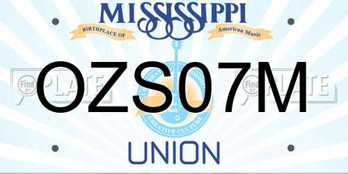 OZS07M Mississippi License Plate