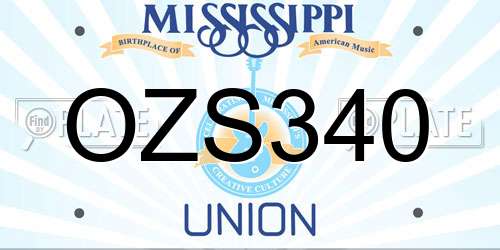 OZS340 Mississippi License Plate